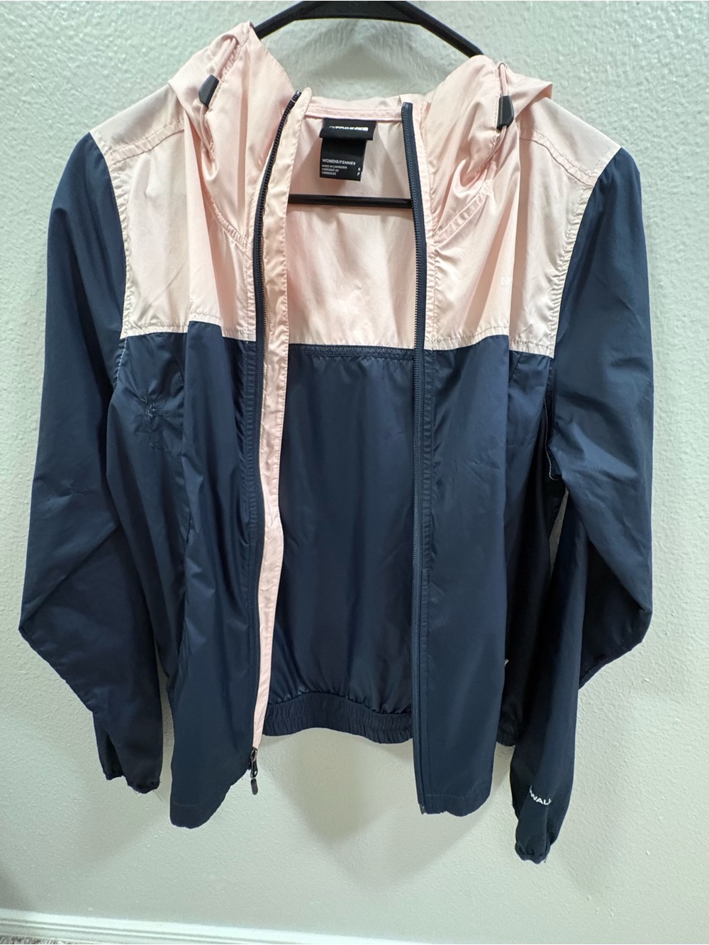 The North Face Navy and Blush Hooded Bomber Jacket